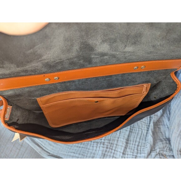 NEW RARE Dooney & Bourke Vintage Black & Tan Leather Legal Brief  Equestrian - Picture 6 of 8